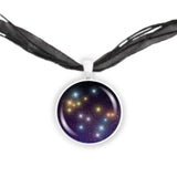 Gemini Constellation Illustration 1" Space Pendant Necklace in Silver Tone