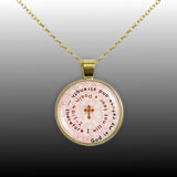 God Is My Refuge and Strength ... Psalm 46:1-2 Quote Cross Swirl 1" Pendant Necklace in Gold Tone