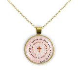 God Is My Refuge and Strength ... Psalm 46:1-2 Quote Cross Swirl 1" Pendant Necklace in Gold Tone