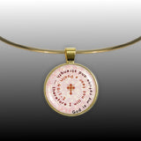 God Is My Refuge and Strength ... Psalm 46:1-2 Quote Cross Swirl 1" Pendant Necklace in Gold Tone