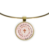 God Is My Refuge and Strength ... Psalm 46:1-2 Quote Cross Swirl 1" Pendant Necklace in Gold Tone