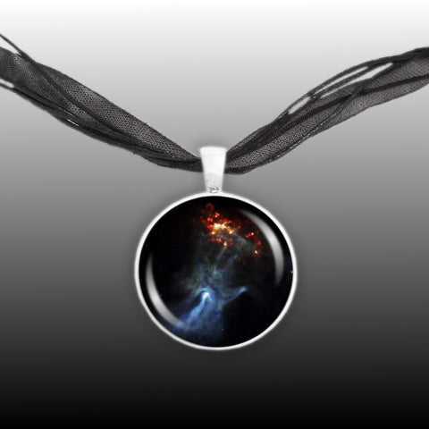 The Hand of God Pulsar & Nebula in Constellation Circinus Space Pendant Necklace in Silver Tone