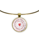 Happy Are Those Who Dare Courageously to Defend ... Ovid Quote Heart Swirl 1" Pendant Necklace in Gold Tone