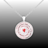 Happy Are Those Who Dare Courageously to Defend ... Ovid Quote Heart Swirl 1" Pendant Necklace in Silver Tone