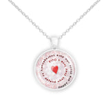 Happy Are Those Who Dare Courageously to Defend ... Ovid Quote Heart Swirl 1" Pendant Necklace in Silver Tone