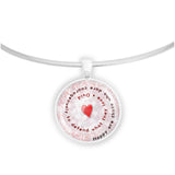 Happy Are Those Who Dare Courageously to Defend ... Ovid Quote Heart Swirl 1" Pendant Necklace in Silver Tone