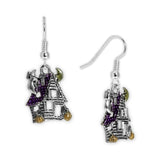 I Hear Rattling Chains in the Attic Halloween Haunted House w/ Ghost Pumpkins & Moon Earrings in Silver Tone, Autumn, Harvest