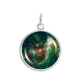 Heart Nebula in the Constellation Cassiopeia Space 3/4" Charm for Petite Pendant or Bracelet in Silver Tone