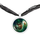 Heart Nebula in the Constellation Cassiopeia Space 1" Pendant Necklace in Silver Tone