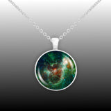 Heart Nebula in the Constellation Cassiopeia Space 1" Pendant Necklace in Silver Tone