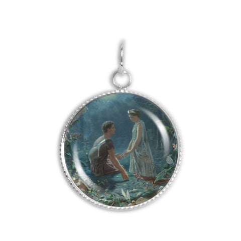 A Midsummer Night's Dream Hermia & Lysander Simmons Painting 3/4" Art Print Charm for Petite Pendant or Bracelet in Silver Tone or Gold Tone