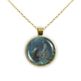 A Midsummer Night's Dream Hermia & Lysander Simmons Art Painting 1" Pendant Necklace in Gold Tone
