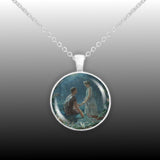 A Midsummer Night's Dream Hermia & Lysander Simmons Art Painting 1" Pendant Necklace in Silver Tone