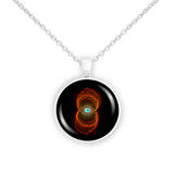 Engraved Hourglass Nebula in the Constellation Musca Space 1" Pendant Necklace in Silver Tone