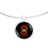 Engraved Hourglass Nebula in the Constellation Musca Space 1" Pendant Necklace in Silver Tone