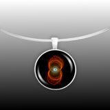 Engraved Hourglass Nebula in the Constellation Musca Space 1" Pendant Necklace in Silver Tone