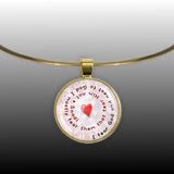 I Fear God and Next to God I Mostly Fear Them ... Saadi Quote Heart Swirl 1" Pendant Necklace in Gold Tone