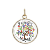 I Love My Daughter Puzzle Piece Tree Autism Awareness Folk Style 3/4" Charm for Petite Pendant or Bracelet in Silver Tone or Gold Tone