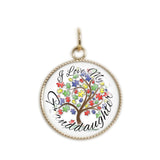I Love My Granddaughter Puzzle Piece Tree Autism Awareness Folk Style 3/4" Charm for Petite Pendant or Bracelet in Silver Tone or Gold Tone