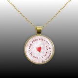 I Love You in English, Spanish, French, German & Italian Heart Swirl 1" Pendant Necklace in Gold Tone