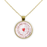 I Love You in English, Spanish, French, German & Italian Heart Swirl 1" Pendant Necklace in Gold Tone