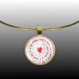 I Love You in English, Spanish, French, German & Italian Heart Swirl 1" Pendant Necklace in Gold Tone
