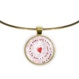 I Love You in English, Spanish, French, German & Italian Heart Swirl 1" Pendant Necklace in Gold Tone