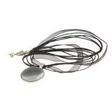 Angel Silhouette w/ White Background Pendant Necklace in Silver Tone