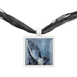 Praying Hands Art Drawing By Durer Pendant Necklace in Silver Tone