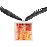 Hygieia From Medicine By Klimt Art Painting Pendant Necklace in Silver Tone