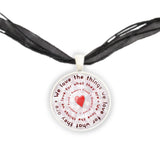 We Love the Things We Love for What They Are Robert Frost Quote Heart Bullseye Pendant Necklace in Silver Tone