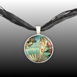 The Birth of Venus Botticelli Art Painting Pendant Necklace in Silver Tone