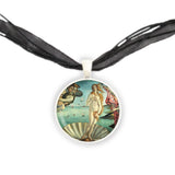 The Birth of Venus Botticelli Art Painting Pendant Necklace in Silver Tone