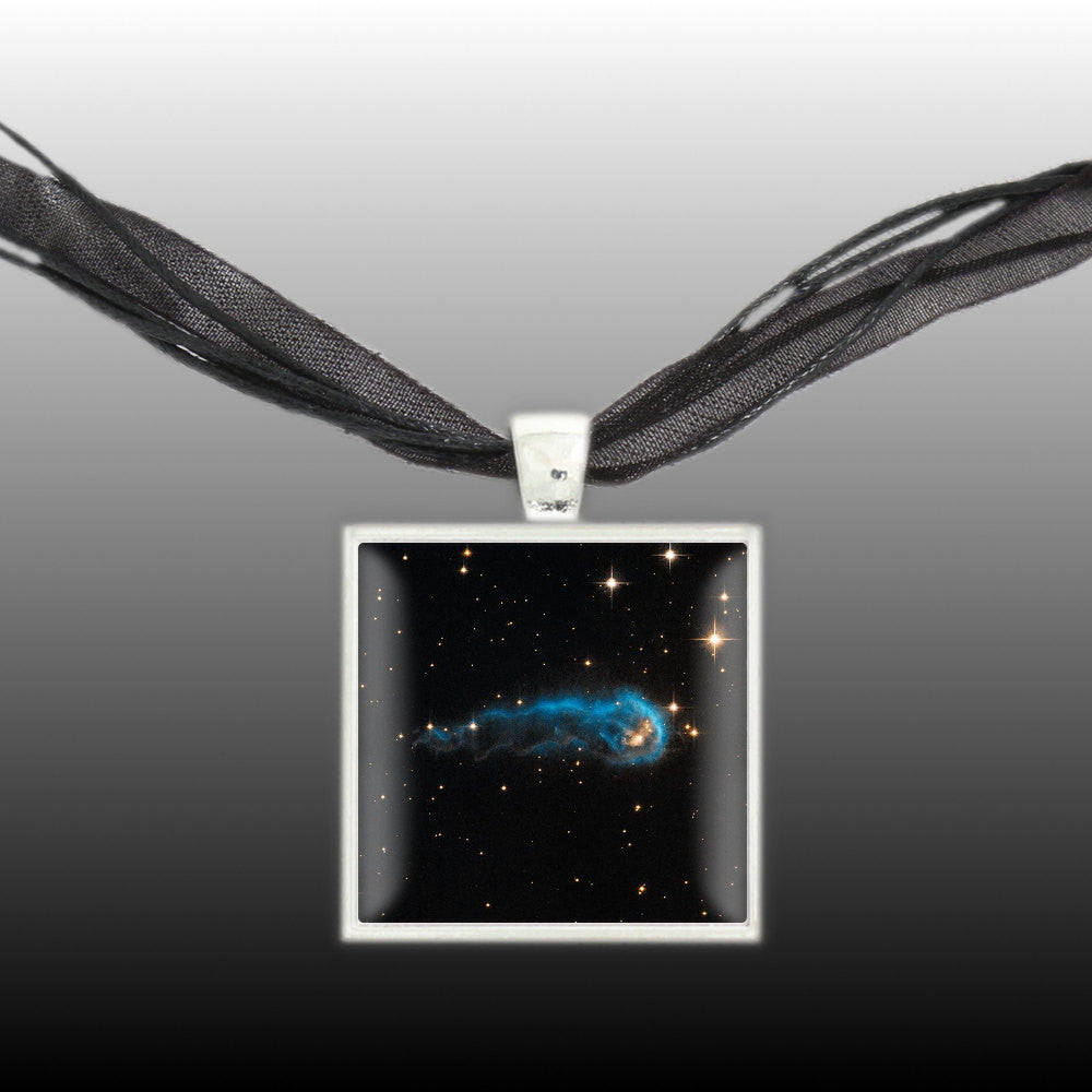 The Tadpole Star Cloud in Constellation Cygnus Space Pendant Necklace in Silver Tone