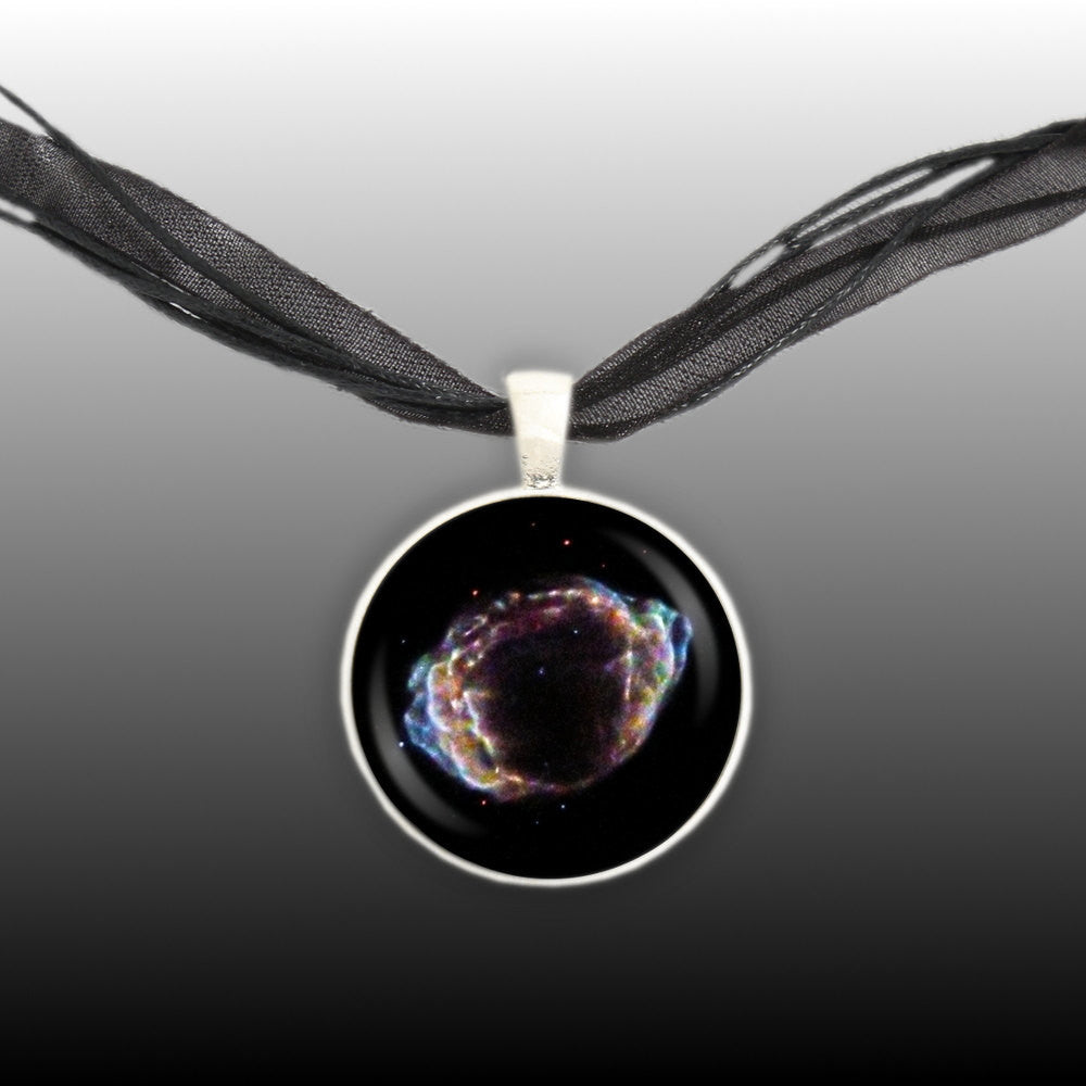 G19 Supernova Remnant in the Constellation Sagittarius Space Pendant Necklace in Silver Tone
