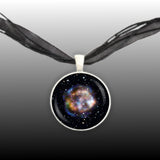 Cassiopeia A Supernova Remant in Constellation Cassiopeia X-Ray Space Pendant Necklace in Silver Tone