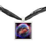 Kepler's Supernova Remnant in the Constellation Ophiuchus Space Pendant Necklace in Silver Tone