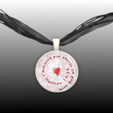 With God All Things Are Possible Matthew 19:26 Quote Heart Swirl Pendant Necklace in Silver Tone