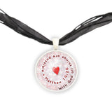 With God All Things Are Possible Matthew 19:26 Quote Heart Swirl Pendant Necklace in Silver Tone