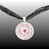 Live As If You Were to Die Tomorrow ... Gandhi Quote Heart Swirl Pendant Necklace in Silver Tone