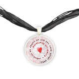That Which Does Not Kill Us Makes Us Stronger Nietzsche Quote Heart Swirl Pendant Necklace in Silver Tone