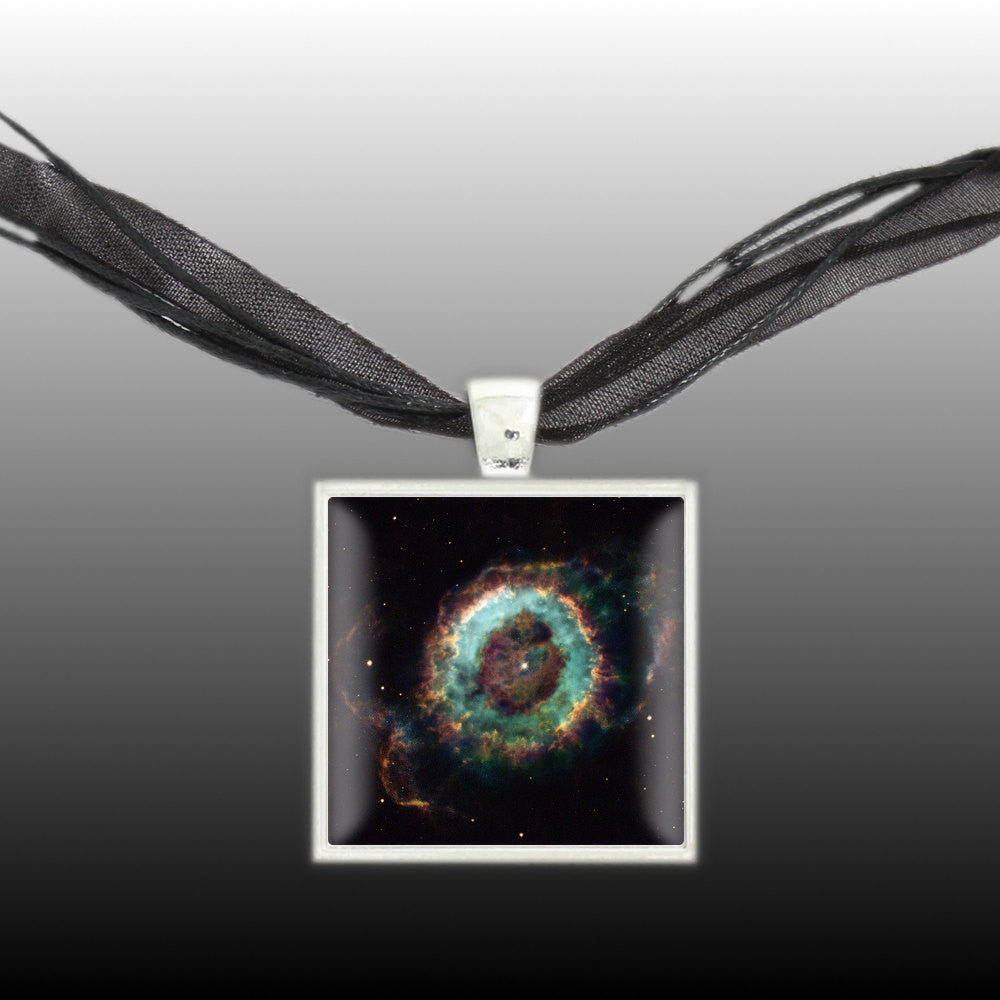 Little Ghost Nebula in the Constellation Ophiuchus Space Pendant Necklace in Silver Tone