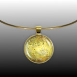 Volcanic Io Moon of Planet Jupiter Solar System Space 1" Pendant Necklace in Gold Tone