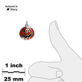 Black Toothed & Smilin' Orange Jack-o-lantern Pumpkin Petite Drop Pendant Necklace in Silver Tone