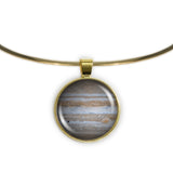 Planet Jupiter Solar System Space 1" Pendant Necklace in Gold Tone