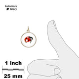Ladybug Color Pencil Drawing Style 3/4" Charm for Petite Pendant or Bracelet in Silver Tone or Gold Tone