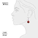 Tulip Red & Jet Black Ladybug Dangle Earrings in Silver Tone, Spring, Summer
