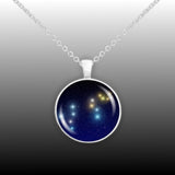Leo Constellation Illustration 1" Pendant Necklace in Silver Tone