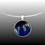 Leo Constellation Illustration 1" Pendant Necklace in Silver Tone