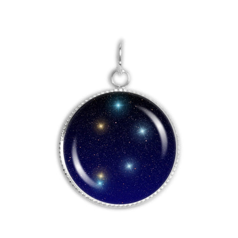 Libra Constellation Illustration 3/4" Charm for Petite Pendant or Bracelet in Silver Tone